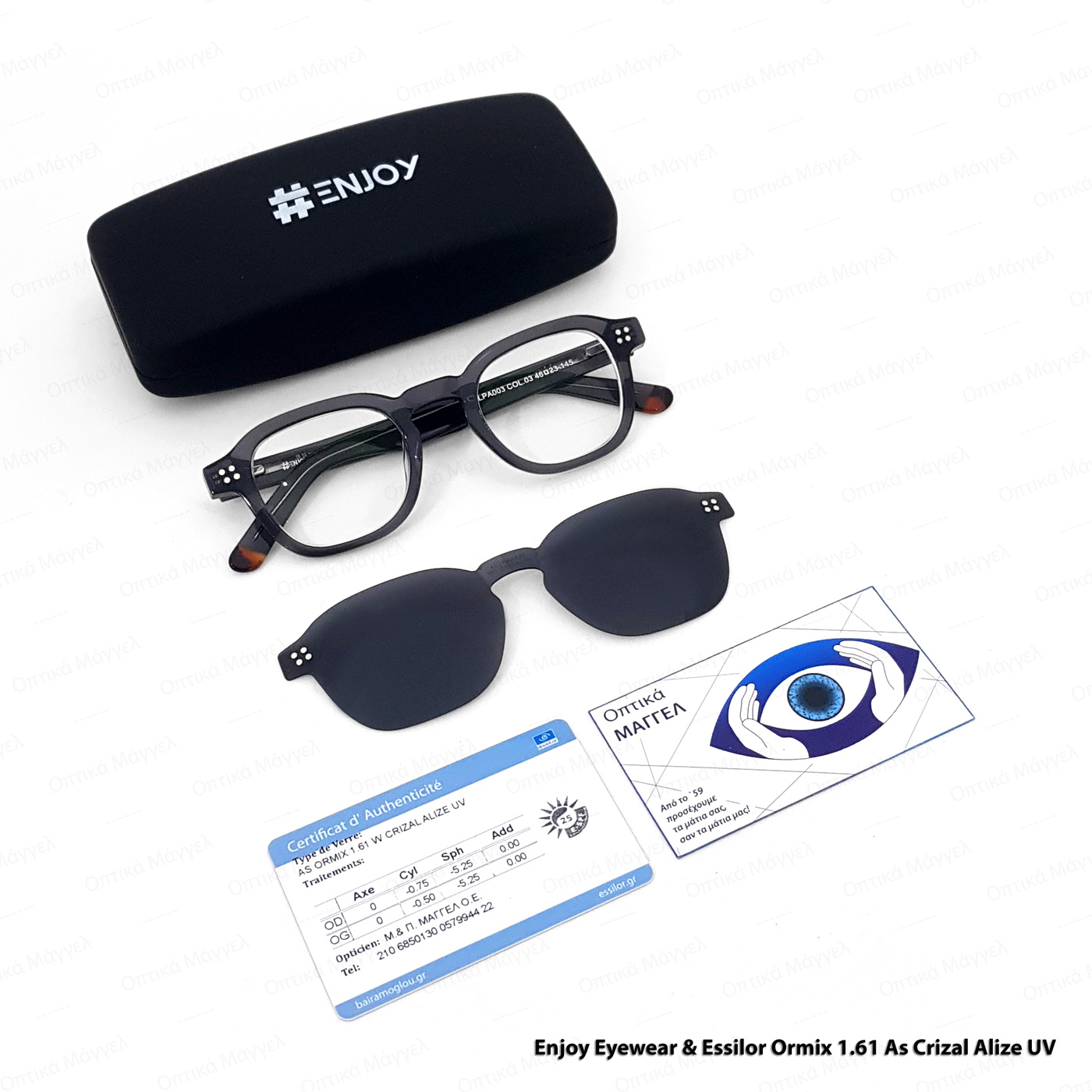 Enjoy Eyewear with Clip-On & Essilor Ormix 1,60 As Alize!