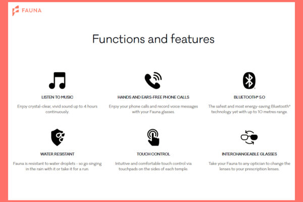 Fauna Audio Glasses Functions and Features