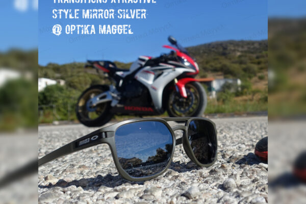 Custom RX Oakley Sunglasses Latch Beta Marquez Edition with Essilor Transitions XTRActive Style Mirrors Flash Silver Crizal Sun