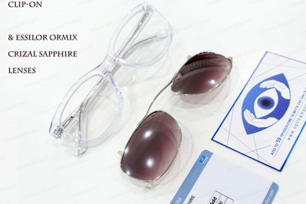 MO Eyewear with Essilor Sapphire RX lenses and custom clip-on with Zeiss Sunlenses 7812