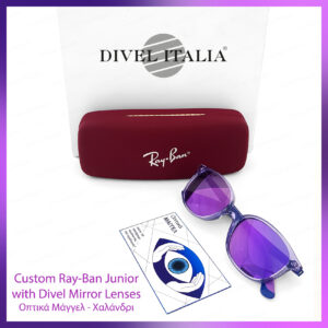 Our Work with Divel Italia Purple mirror lenses on RayBan Junior frame ph1