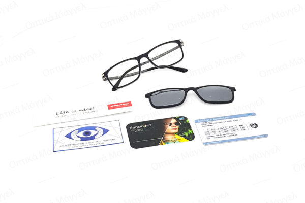 Our Work Essilor Transitions Gen Graphite Green Crizal Alize σε σκελετό Solano με clip-on photo5