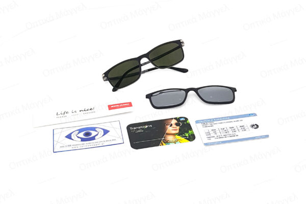 Our Work Essilor Transitions Gen Graphite Green Crizal Alize σε σκελετό Solano με clip-on photo6