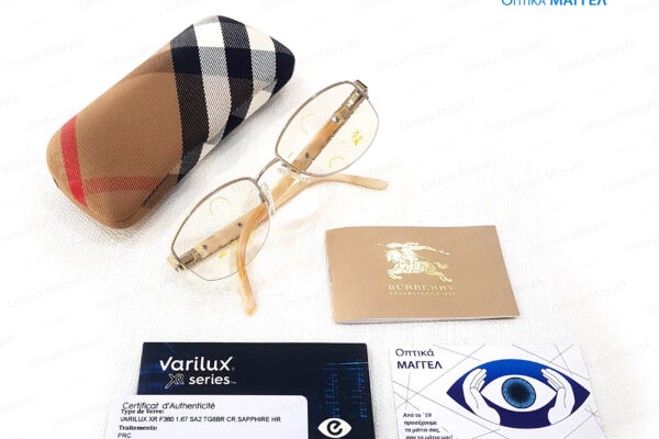 Our Work Burberry nylor eywear with Essilor Varilux XR F360 Fit Stylis 1.67 precal Transitions Gen8 Brown Crizal Sapphire HR clear state